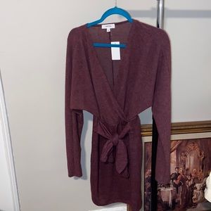 Soft purple long sleeved wrap dress